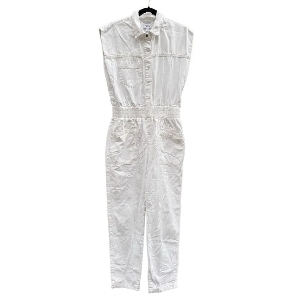 PISTOLA x Revolve Women's Rosie Cotton Jumpsuit in Porcelain White Size Medium - Picture 7 of 12